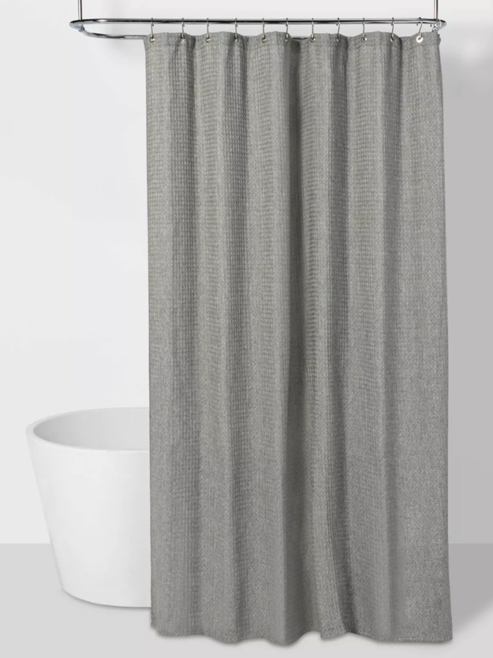Waffle Weave Shower Curtain Gray - Threshold